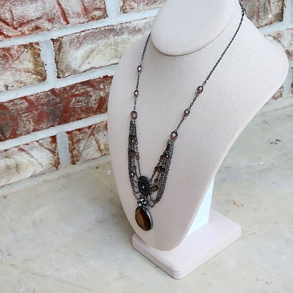 Vintage Beaded Filigree Necklace - Picture 6 of 7